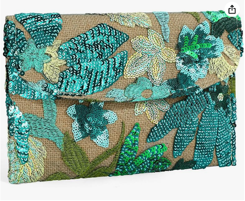 Embroidery Sequin Beaded Purse Floral Beaded Clutch Flower Evening Bag Clutch Purses for Women
