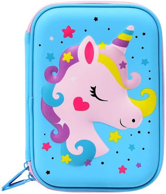 กระเป๋าดินสอ EVA กันน้ํา พร้อมกระเป๋ายืดหยุ่นแบบ 3 มิติของ Unicorn Design และภายในฟองพับสําหรับการเก็บและขนส่ง