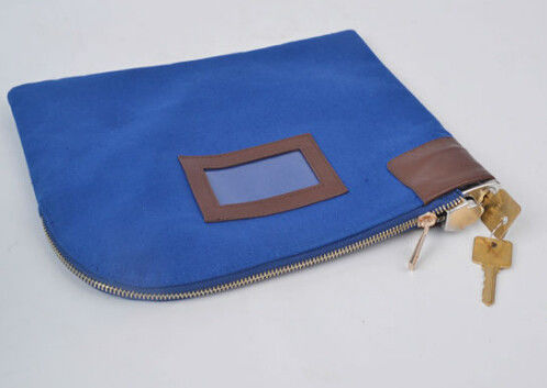 ODM OEM Canvas 11X6inch Zippered Bank Deposit Bags With 2 Keys Canvas Locking Zipper Bank Deposit Bag With PVC Pocket With 2 Keys ซิปเปอร์แบงค์แบงค์แบงค์แบงค์แบงค์แบงค์