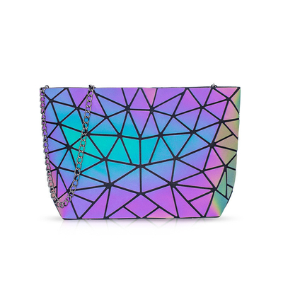 Fashion Geometry Ringer กระเป๋าหิ้วหนัง PU เปลี่ยนสีด้วยเลเซอร์