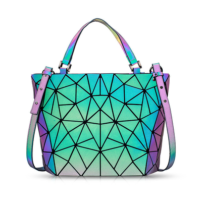 Fashion Geometry Ringer กระเป๋าหิ้วหนัง PU เปลี่ยนสีด้วยเลเซอร์