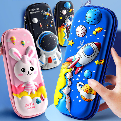 โลโก้การพิมพ์หน้าจอแบบ EVA Pencil Case Zipper Closure Shockproof