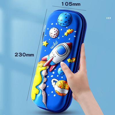 โลโก้การพิมพ์หน้าจอแบบ EVA Pencil Case Zipper Closure Shockproof