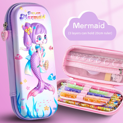 โลโก้การพิมพ์หน้าจอแบบ EVA Pencil Case Zipper Closure Shockproof
