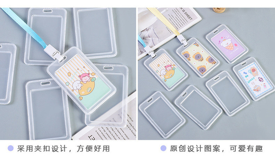 คาร์ดผู้ถือบัตรโปร่งใส คาร์ดทํางาน แลนยาร์ด แรซ คาร์ดชื่อ แท็ก แคมปัส คาร์ดนักเรียน รถบัสโรงเรียน คาร์ดผู้ถือบัตรการเข้าชม