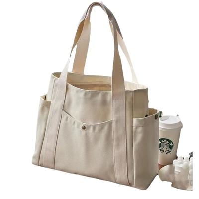 กระเป๋าผ้าใบ Tote ออกไปผ้าใบทั้งหมดในหนึ่งงาน ระดับการปรากฏตัวสูง การเดินทาง ความจุใหญ่นักศิลปะนักเรียนหนาเดียว