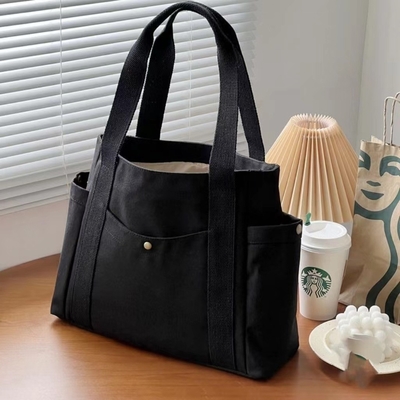 กระเป๋าผ้าใบ Tote ออกไปผ้าใบทั้งหมดในหนึ่งงาน ระดับการปรากฏตัวสูง การเดินทาง ความจุใหญ่นักศิลปะนักเรียนหนาเดียว