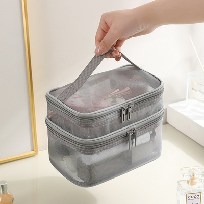 NEW GAUZE MAKEUP BAG ขนาดใหญ่ ขนส่ง กระเป๋าสะพายผ้าอ้อมง่าย กระเป๋าสะพายผ้าอ้อม 2 ชั้น กระเป๋าสะพายเครื่องสําอาง
