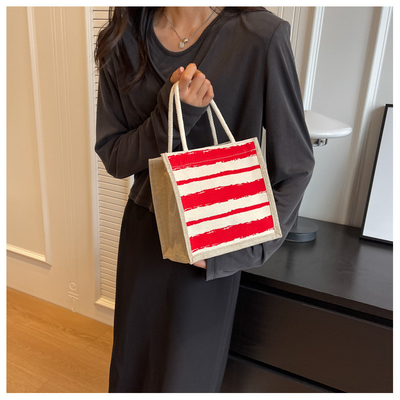 TOTE BAG CANVAS BAG CANVAS GIRL NEW Printed TOTE INS PORTABLE BENTO LUNCH BOX การทํางาน