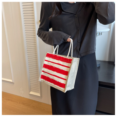 TOTE BAG CANVAS BAG CANVAS GIRL NEW Printed TOTE INS PORTABLE BENTO LUNCH BOX การทํางาน