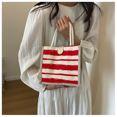 TOTE BAG CANVAS BAG CANVAS GIRL NEW Printed TOTE INS PORTABLE BENTO LUNCH BOX การทํางาน