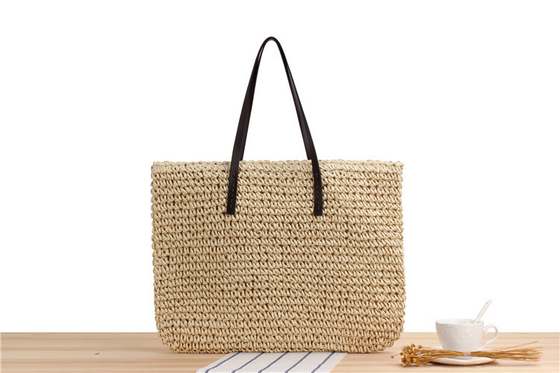 ผ่านชายแดน NEW LARGE Capacity Casual STRAW BAG JAPAN AND SOUTH KOREA กระเป๋าสะพายไหล่ กระเป๋าสะพายสีแข็ง กระเป๋าสะพายผ้ามือ
