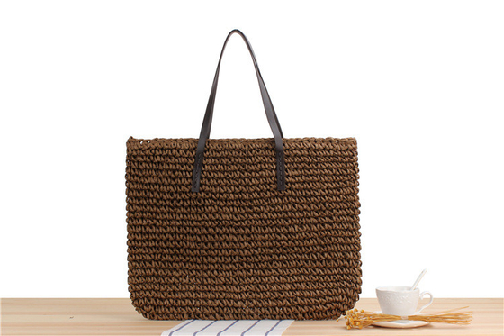 ผ่านชายแดน NEW LARGE Capacity Casual STRAW BAG JAPAN AND SOUTH KOREA กระเป๋าสะพายไหล่ กระเป๋าสะพายสีแข็ง กระเป๋าสะพายผ้ามือ