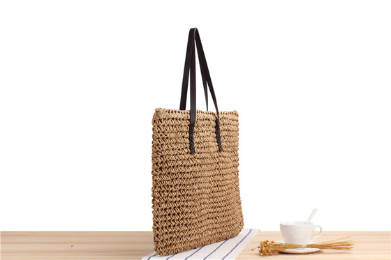 ผ่านชายแดน NEW LARGE Capacity Casual STRAW BAG JAPAN AND SOUTH KOREA กระเป๋าสะพายไหล่ กระเป๋าสะพายสีแข็ง กระเป๋าสะพายผ้ามือ