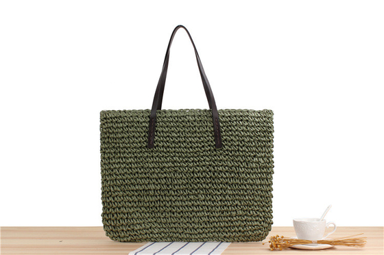 ผ่านชายแดน NEW LARGE Capacity Casual STRAW BAG JAPAN AND SOUTH KOREA กระเป๋าสะพายไหล่ กระเป๋าสะพายสีแข็ง กระเป๋าสะพายผ้ามือ