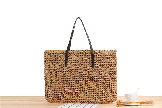 ผ่านชายแดน NEW LARGE Capacity Casual STRAW BAG JAPAN AND SOUTH KOREA กระเป๋าสะพายไหล่ กระเป๋าสะพายสีแข็ง กระเป๋าสะพายผ้ามือ