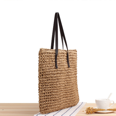 ผ่านชายแดน NEW LARGE Capacity Casual STRAW BAG JAPAN AND SOUTH KOREA กระเป๋าสะพายไหล่ กระเป๋าสะพายสีแข็ง กระเป๋าสะพายผ้ามือ