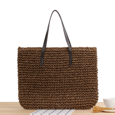 ผ่านชายแดน NEW LARGE Capacity Casual STRAW BAG JAPAN AND SOUTH KOREA กระเป๋าสะพายไหล่ กระเป๋าสะพายสีแข็ง กระเป๋าสะพายผ้ามือ