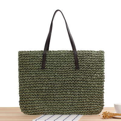 ผ่านชายแดน NEW LARGE Capacity Casual STRAW BAG JAPAN AND SOUTH KOREA กระเป๋าสะพายไหล่ กระเป๋าสะพายสีแข็ง กระเป๋าสะพายผ้ามือ