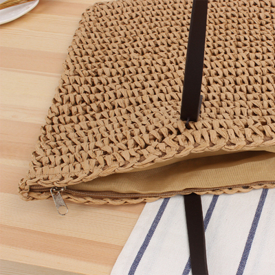 ผ่านชายแดน NEW LARGE Capacity Casual STRAW BAG JAPAN AND SOUTH KOREA กระเป๋าสะพายไหล่ กระเป๋าสะพายสีแข็ง กระเป๋าสะพายผ้ามือ