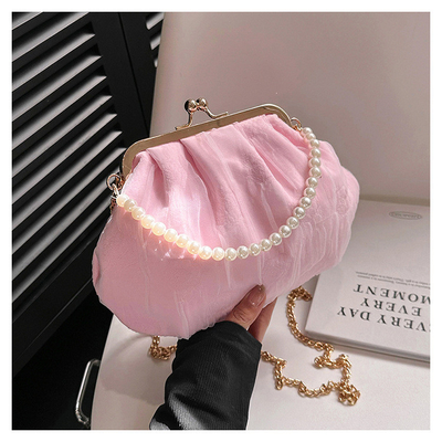2024 NEW RETRO FAIRY SOLID COLOR กระเป๋าเล็กกระเป๋าขาวกระเป๋าเปียร์กระเป๋าผ้าขัดของผู้หญิงในกระเป๋ากระเป๋า