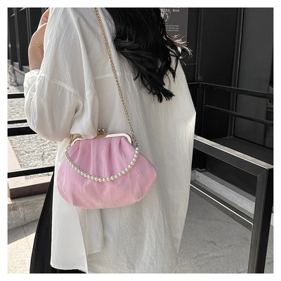 2024 NEW RETRO FAIRY SOLID COLOR กระเป๋าเล็กกระเป๋าขาวกระเป๋าเปียร์กระเป๋าผ้าขัดของผู้หญิงในกระเป๋ากระเป๋า