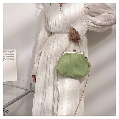 2024 NEW RETRO FAIRY SOLID COLOR กระเป๋าเล็กกระเป๋าขาวกระเป๋าเปียร์กระเป๋าผ้าขัดของผู้หญิงในกระเป๋ากระเป๋า