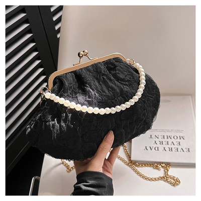 2024 NEW RETRO FAIRY SOLID COLOR กระเป๋าเล็กกระเป๋าขาวกระเป๋าเปียร์กระเป๋าผ้าขัดของผู้หญิงในกระเป๋ากระเป๋า