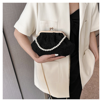 2024 NEW RETRO FAIRY SOLID COLOR กระเป๋าเล็กกระเป๋าขาวกระเป๋าเปียร์กระเป๋าผ้าขัดของผู้หญิงในกระเป๋ากระเป๋า