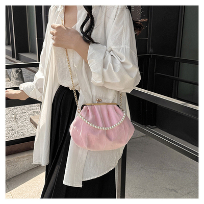 2024 NEW RETRO FAIRY SOLID COLOR กระเป๋าเล็กกระเป๋าขาวกระเป๋าเปียร์กระเป๋าผ้าขัดของผู้หญิงในกระเป๋ากระเป๋า