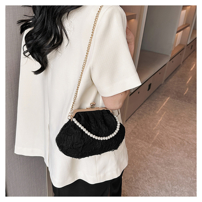 2024 NEW RETRO FAIRY SOLID COLOR กระเป๋าเล็กกระเป๋าขาวกระเป๋าเปียร์กระเป๋าผ้าขัดของผู้หญิงในกระเป๋ากระเป๋า