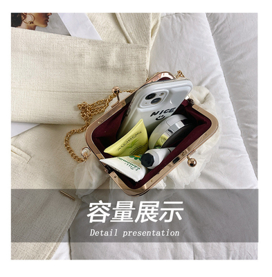 2024 NEW RETRO FAIRY SOLID COLOR กระเป๋าเล็กกระเป๋าขาวกระเป๋าเปียร์กระเป๋าผ้าขัดของผู้หญิงในกระเป๋ากระเป๋า