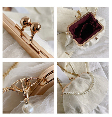 2024 NEW RETRO FAIRY SOLID COLOR กระเป๋าเล็กกระเป๋าขาวกระเป๋าเปียร์กระเป๋าผ้าขัดของผู้หญิงในกระเป๋ากระเป๋า
