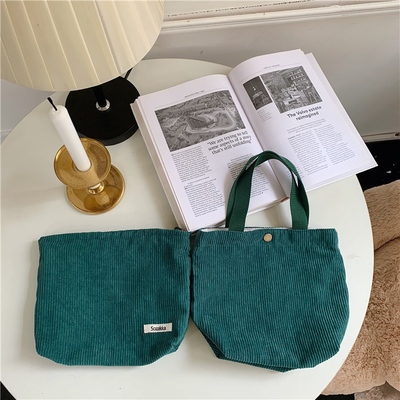 ARTSY CORDUROY BAG Casual PORTABLE MINI LADYES Clutch BAG VINTAGE ผ้ากระเป๋ากระเป๋าผ้ากระเป๋า