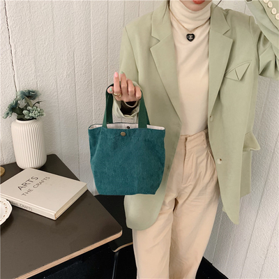 ARTSY CORDUROY BAG Casual PORTABLE MINI LADYES Clutch BAG VINTAGE ผ้ากระเป๋ากระเป๋าผ้ากระเป๋า