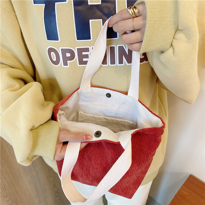 ARTSY CORDUROY BAG Casual PORTABLE MINI LADYES Clutch BAG VINTAGE ผ้ากระเป๋ากระเป๋าผ้ากระเป๋า
