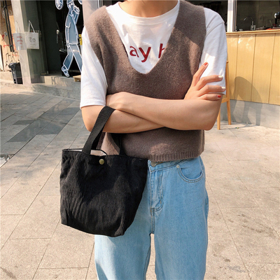 ARTSY CORDUROY BAG Casual PORTABLE MINI LADYES Clutch BAG VINTAGE ผ้ากระเป๋ากระเป๋าผ้ากระเป๋า