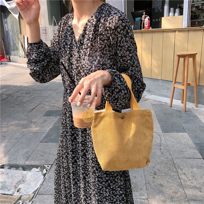 ARTSY CORDUROY BAG Casual PORTABLE MINI LADYES Clutch BAG VINTAGE ผ้ากระเป๋ากระเป๋าผ้ากระเป๋า