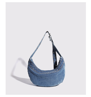2024 ผ่านชายแดน NEW underarm bag NICHE DESIGN RETRO WASH DENIM BAG ซีเนียร์กระเป๋าสะพาย