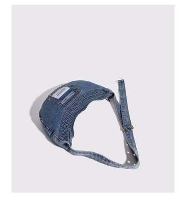 2024 ผ่านชายแดน NEW underarm bag NICHE DESIGN RETRO WASH DENIM BAG ซีเนียร์กระเป๋าสะพาย