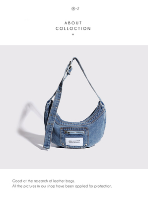 2024 ผ่านชายแดน NEW underarm bag NICHE DESIGN RETRO WASH DENIM BAG ซีเนียร์กระเป๋าสะพาย