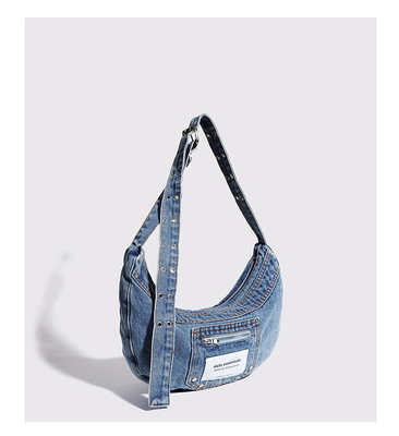 2024 ผ่านชายแดน NEW underarm bag NICHE DESIGN RETRO WASH DENIM BAG ซีเนียร์กระเป๋าสะพาย