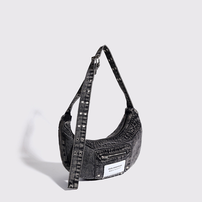 2024 ผ่านชายแดน NEW underarm bag NICHE DESIGN RETRO WASH DENIM BAG ซีเนียร์กระเป๋าสะพาย