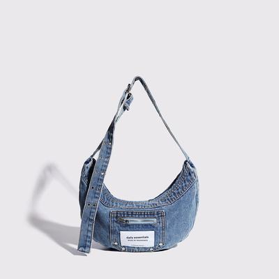 2024 ผ่านชายแดน NEW underarm bag NICHE DESIGN RETRO WASH DENIM BAG ซีเนียร์กระเป๋าสะพาย