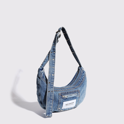 2024 ผ่านชายแดน NEW underarm bag NICHE DESIGN RETRO WASH DENIM BAG ซีเนียร์กระเป๋าสะพาย