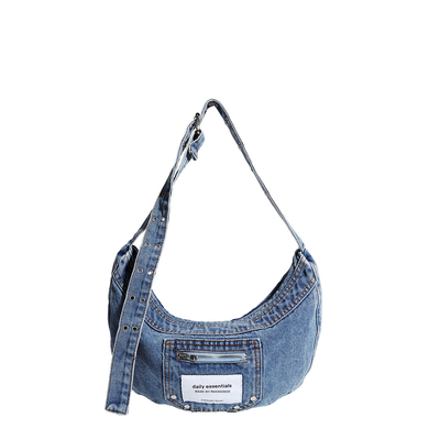 2024 ผ่านชายแดน NEW underarm bag NICHE DESIGN RETRO WASH DENIM BAG ซีเนียร์กระเป๋าสะพาย