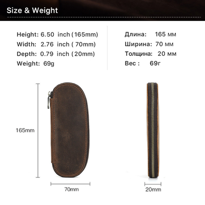 ผ่านชายแดน รีทโร หนังม้าบ้า กระเป๋าสตางค์ปากกามือ 2 ช่อง OVAL ZIPPER กระเป๋าสตางค์พกพา