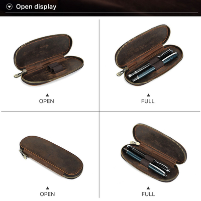 ผ่านชายแดน รีทโร หนังม้าบ้า กระเป๋าสตางค์ปากกามือ 2 ช่อง OVAL ZIPPER กระเป๋าสตางค์พกพา
