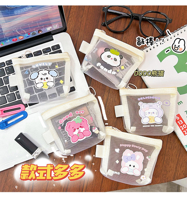 การ์ตูน NET เหรียญกระเป๋าสตางค์ Cute เปลี่ยนกระเป๋าเก็บกระเป๋าใส กระเป๋าสตางค์พกพา กระเป๋าใบแดง ซองกระเป๋าเก็บกระเป๋า