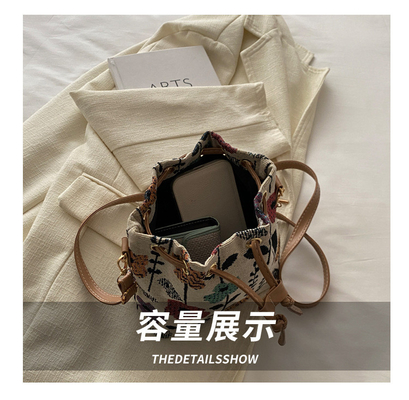 NEW CHINESE NATIONAL WIND ARMIPIT BUCKET BAG แฟชั่นแบบง่ายๆ เทรนด์ฤดูร้อน สไตล์ผ้าใบใหม่ สไตล์สูง